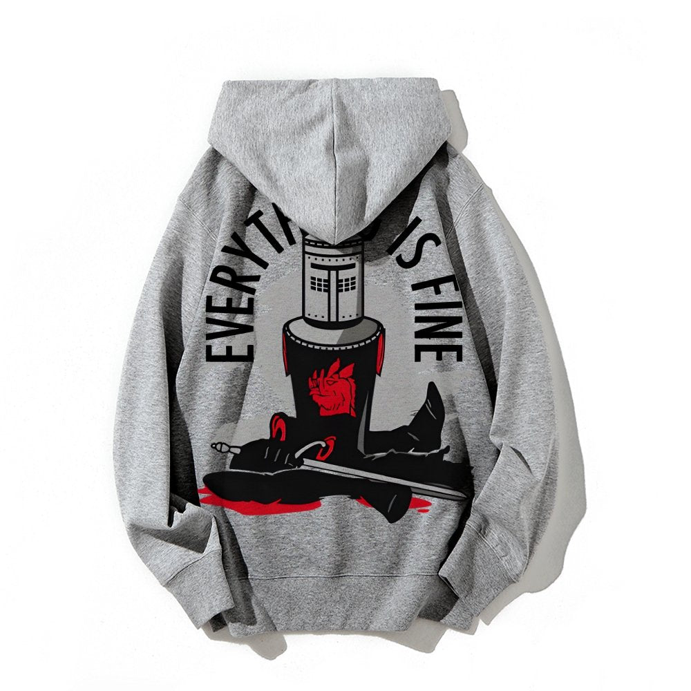 Everything Is Fine Printed Back Cotton Hoodie