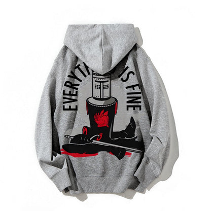 Everything Is Fine Printed Back Cotton Hoodie