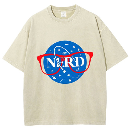 Nerdy Space Patch Vintage Distressed T-shirt