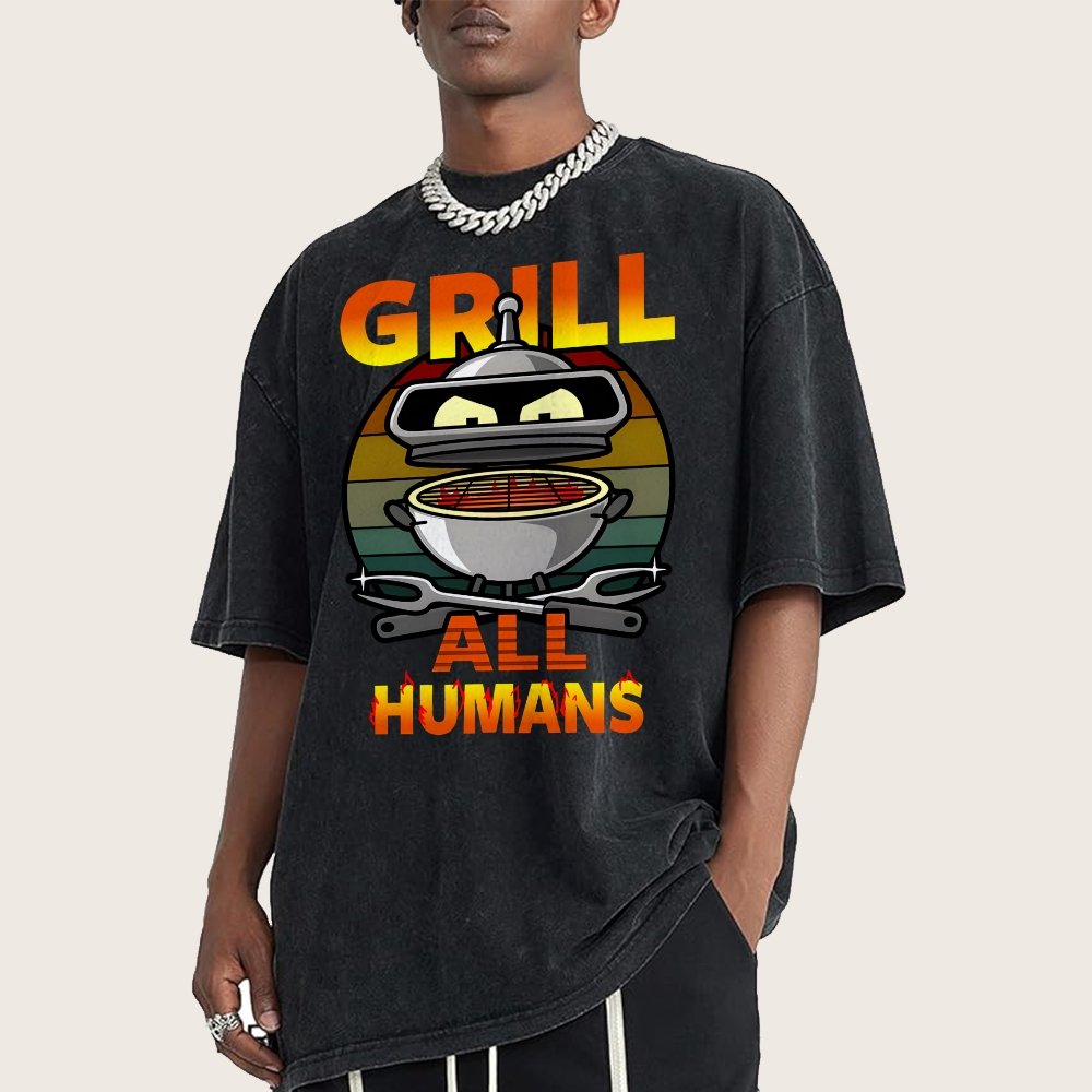 Grill All Humans Vintage Distressed T-shirt