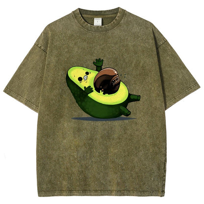 Quirky Alien Avocado Vintage Distressed T-shirt