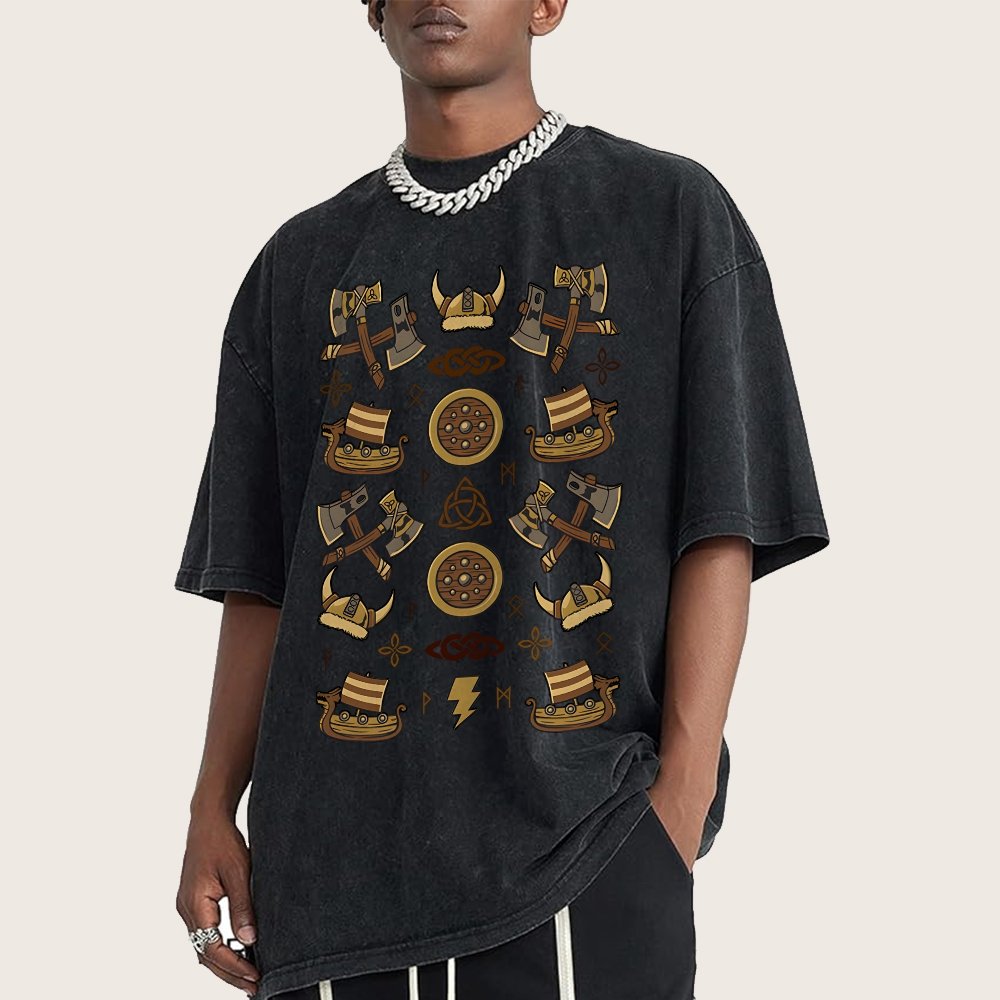 Fantasy Vikings Vintage Distressed T-shirt