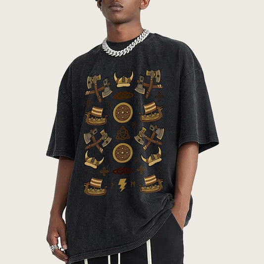 Fantasy Vikings Vintage Distressed T-shirt