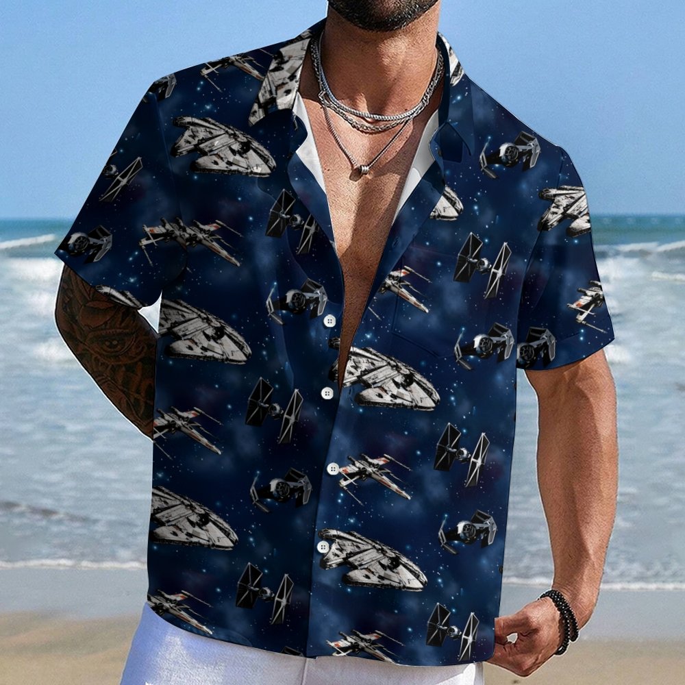 Space WarBlue Ships Geek Hawaiian Shirt