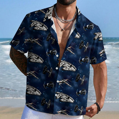 Space WarBlue Ships Geek Hawaiian Shirt