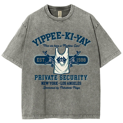 Yippee Ki Yay Security NY-LA Vintage Distressed T-shirt