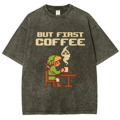 But First Coffee Vintage Distressed T-shirt