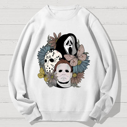 Horror Halloween Floral Scream Geek Cotton Sweatshirt