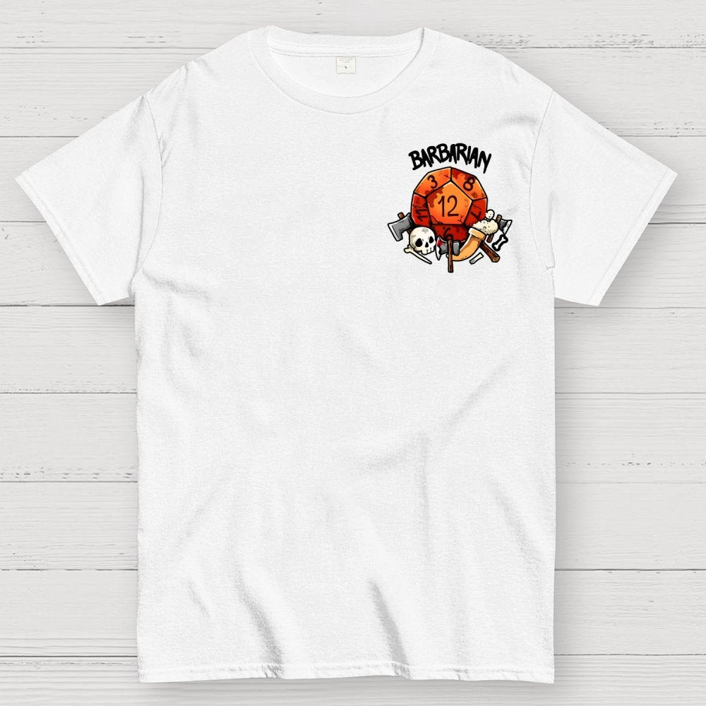 Barbarian Dice Game Front And Back Printing Geek T-Shirt