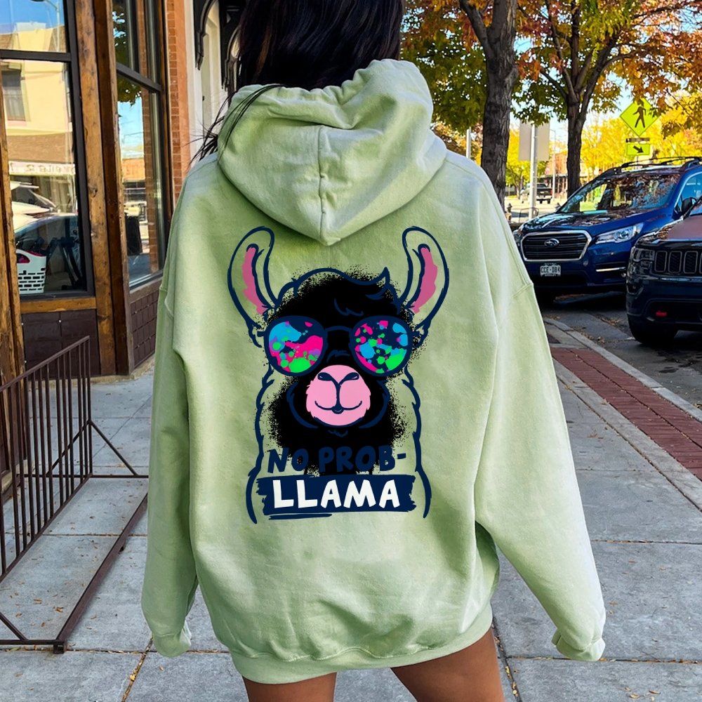 No probllama Printed Back Unisex Cotton Hoodie