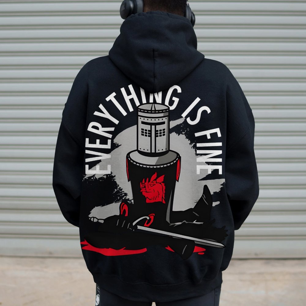Everything Is Fine Printed Back Cotton Hoodie