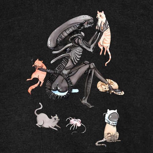 Funny Alien And Cat Vintage Distressed Hoodie