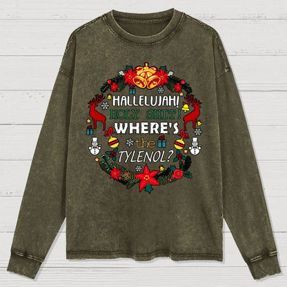Where's The Tylenol Christmas. Autism Awareness Washed Long Sleeve Tee