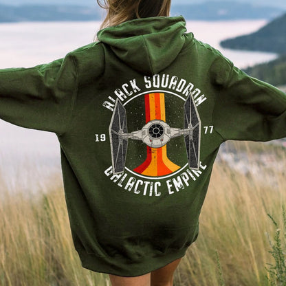 Vintage Squadron Printed Back Unisex Cotton Hoodie