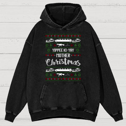 Yippee Ki-Yay Mother Christmas Ugly Vintage Distressed Hoodie