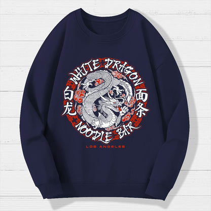 White Dragon Noodle Bar Oversized Geek Cotton Sweatshirt