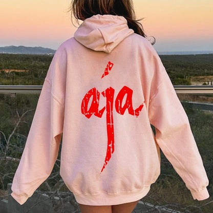 Aja Printed Back Unisex Cotton Hoodie