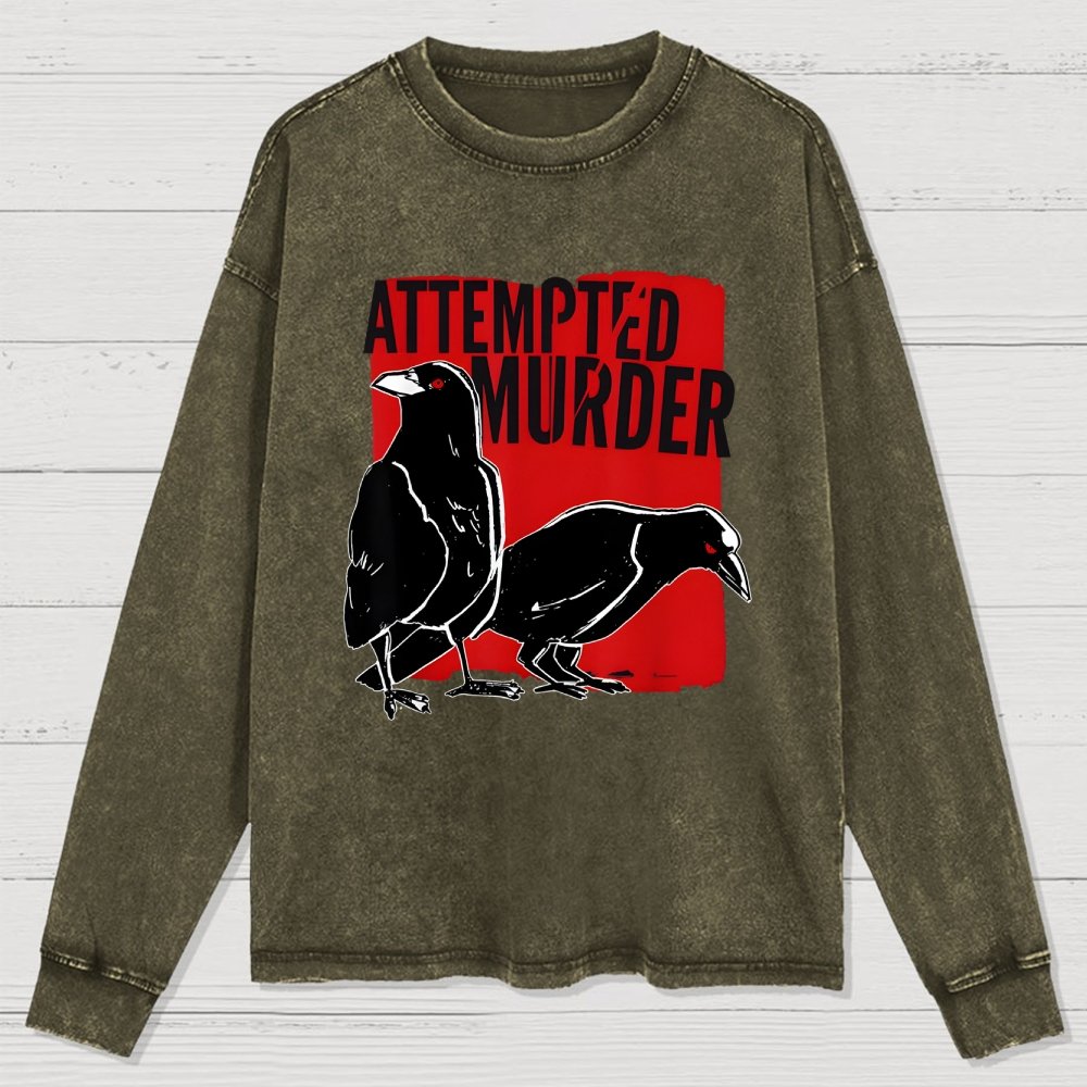 Attempted Murder Crow Washed Long Sleeve Tee
