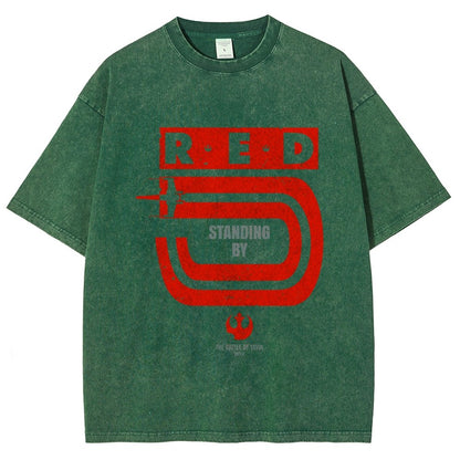 Red Star Standing By Vintage Distressed T-shirt