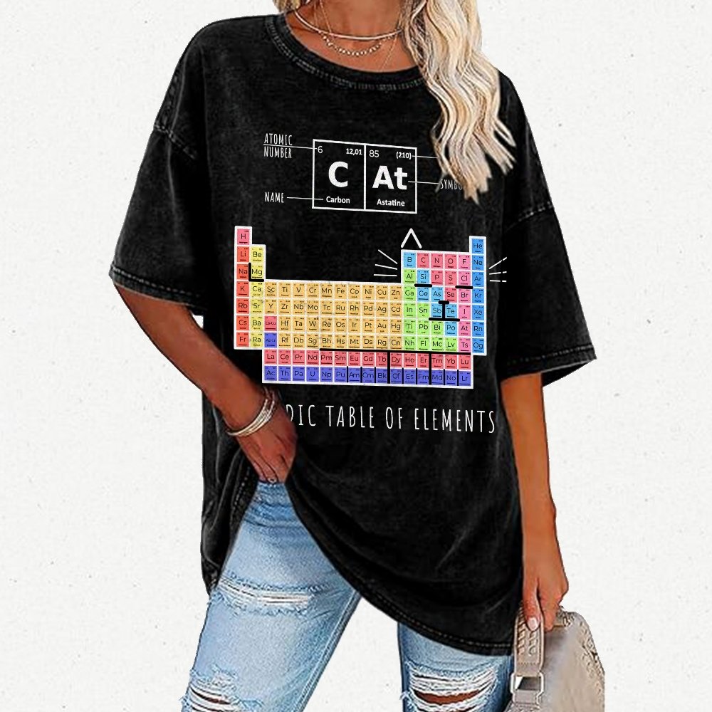 Periodic Table Of Cats Vintage Distressed T-shirt