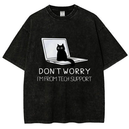 Funny Cat Tech Support  Vintage Distressed T-shirt