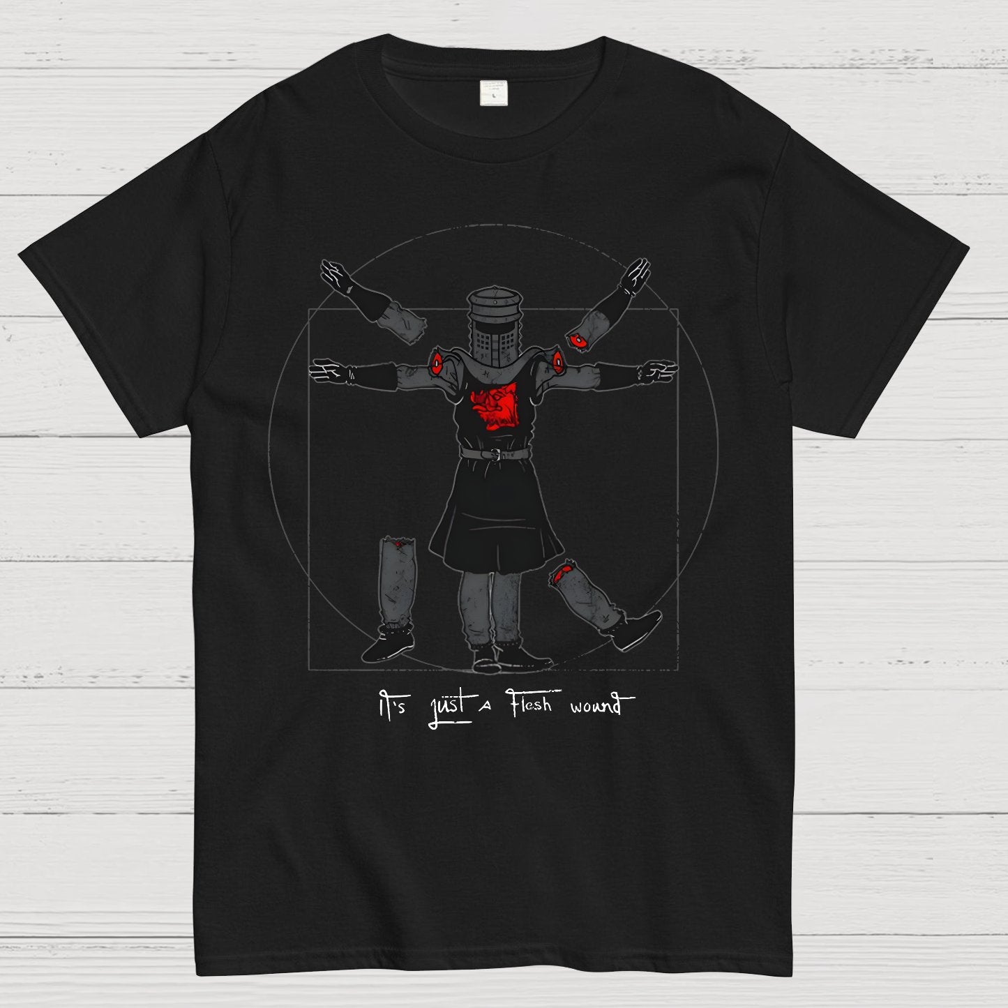 Vitruvian Man- Black Knight Geek T-Shirt