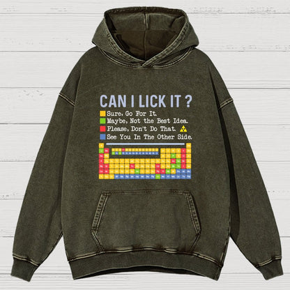 Can I Lick It Question Mark Periodic Table Of Elements Science Vintage Distressed Hoodie