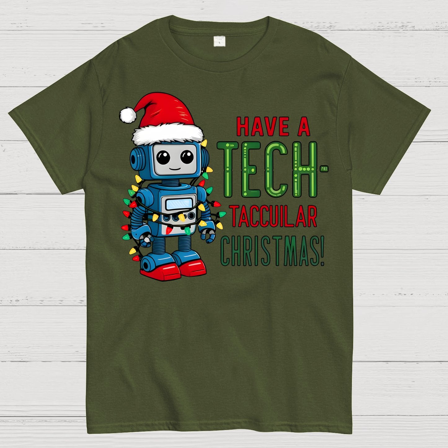 Have a Tech-Tacular Christmas! Cute Robot Holiday Geek T-Shirt