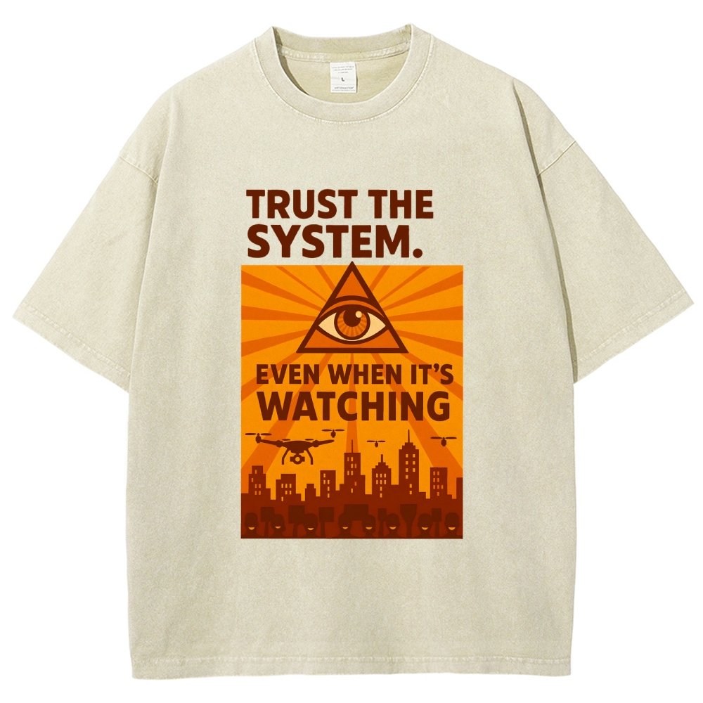 Trust The System - Dystopian Surveillance Vintage Distressed T-shirt