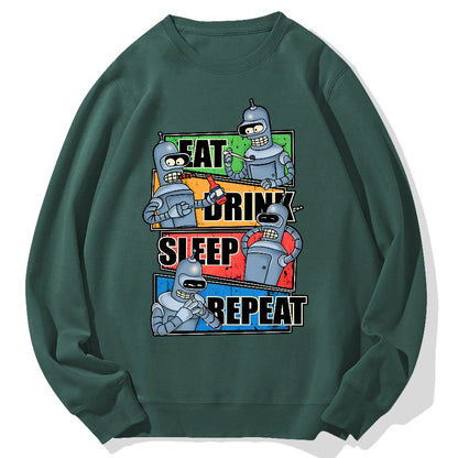 Eat Drink Sleep Repeat Geek Cotton Sweatshirt