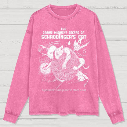 The Daring Midnight Escape of Schrödinger's Cat Washed Long Sleeve Tee