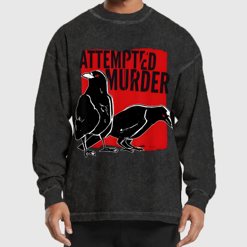 Attempted Murder Crow Washed Long Sleeve Tee