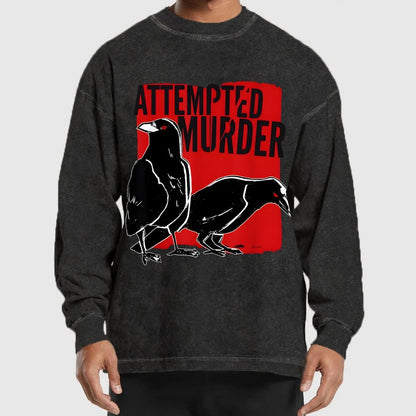 Attempted Murder Crow Washed Long Sleeve Tee