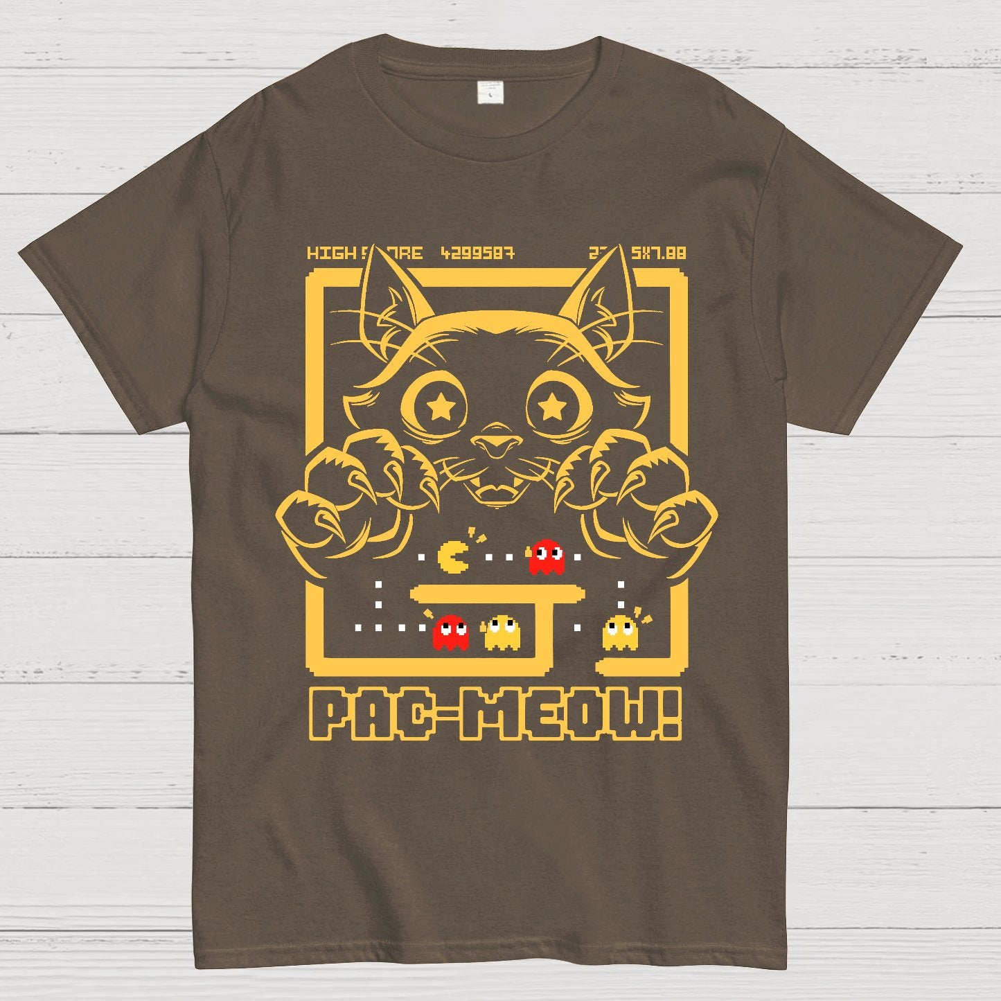 Vintage Game Cat Attack Pac Meow Geek T-Shirt