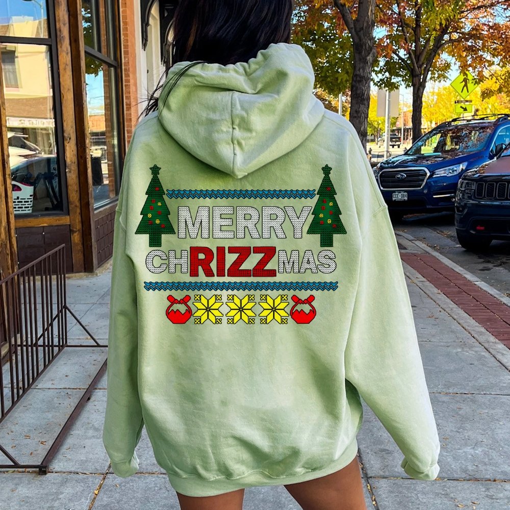MERRY CHRIZZMAS Printed Back Unisex Cotton Hoodie