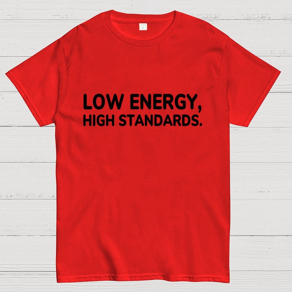 Low Energy, High Standards. Geek T-Shirt
