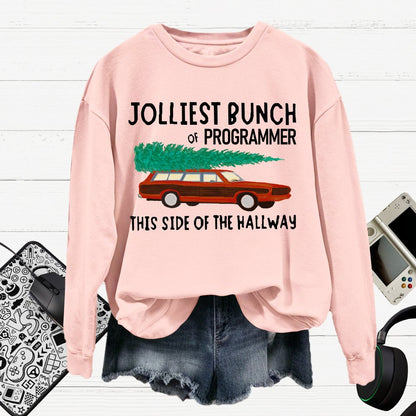 Jolliest Bunch Of Programmer Christmas Cotton Pullover Sweatshirt