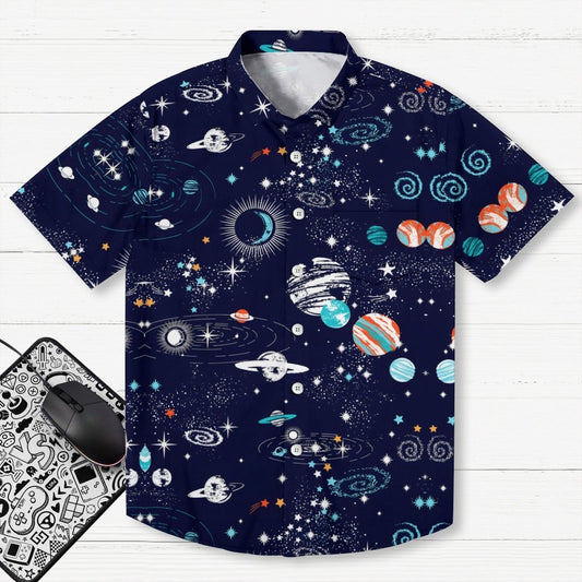 Universe Space Planet Print Geek Hawaiian Shirt