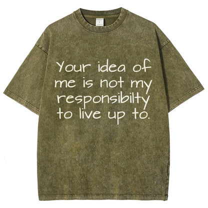 Your Idea Of Me Is Not My Resposibility To Live Up To Vintage Distressed T-shirt