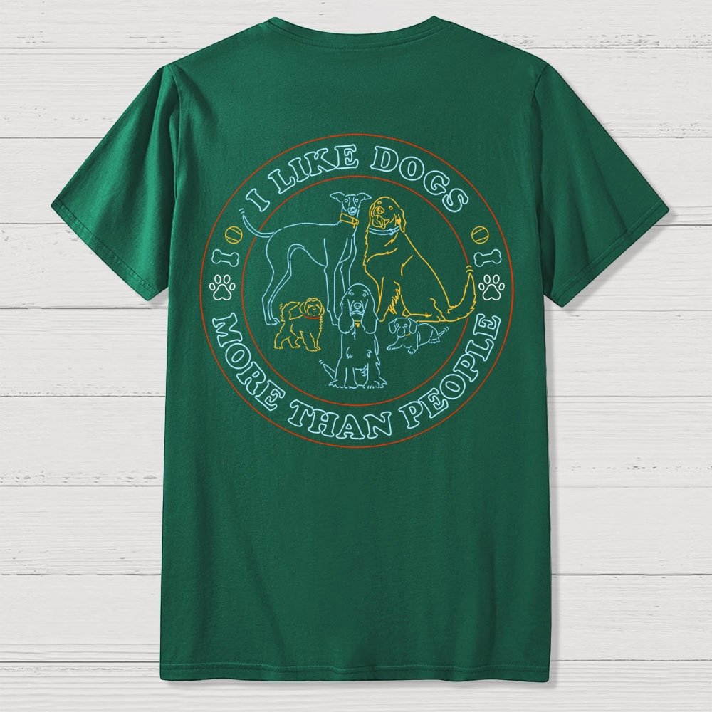 I Like Dogs More Than People Front And Back Printing Geek T-Shirt