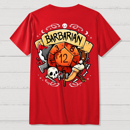 Barbarian Dice Game Front And Back Printing Geek T-Shirt