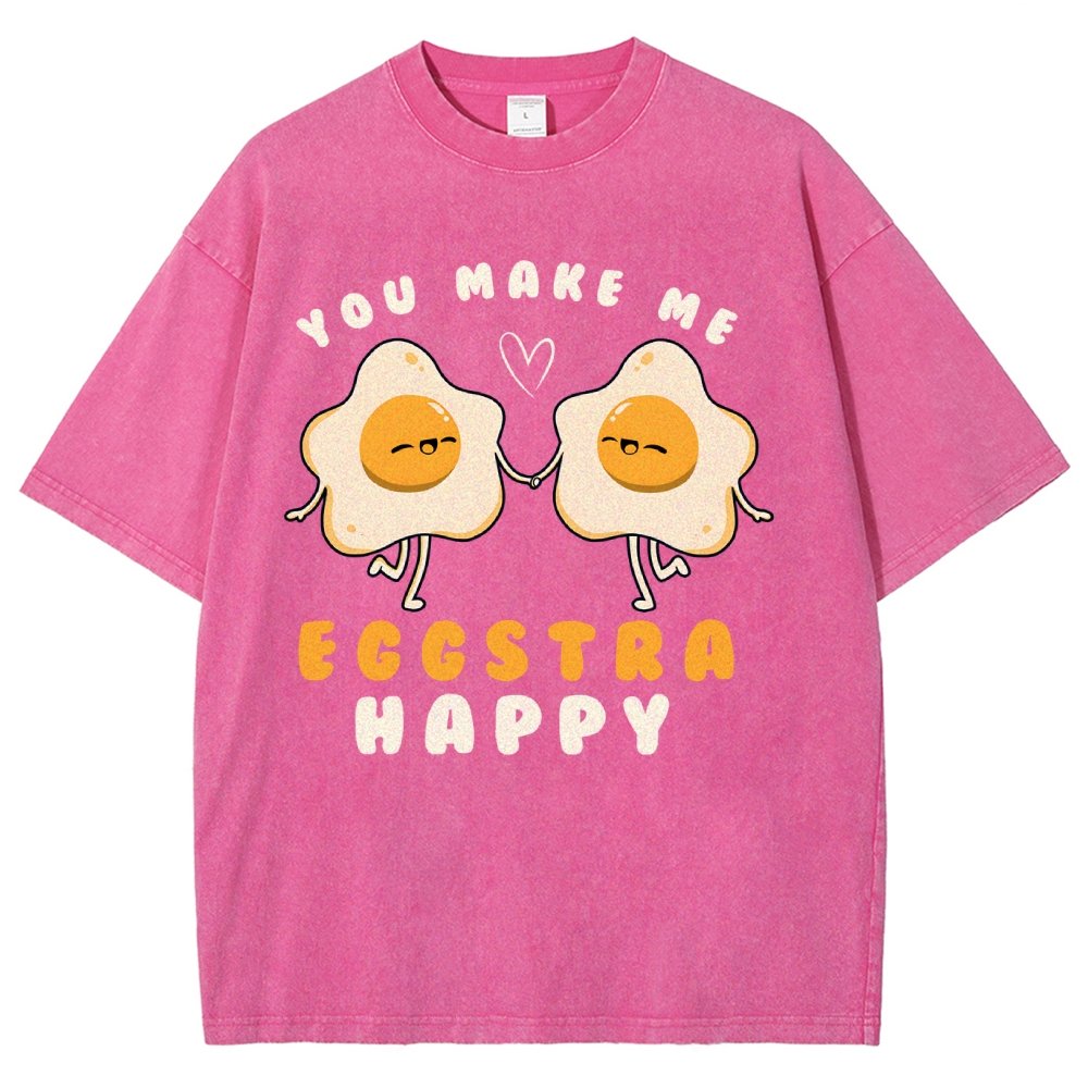 You Make Me Eggstra Happy Vintage Distressed T-shirt