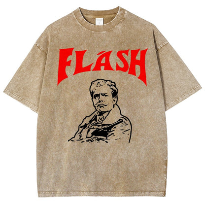 Mister Flashy Flash Spoof Ringer Vintage Distressed T-shirt