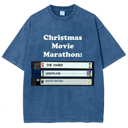 Christmas Movie Marathon Vintage Distressed T-shirt
