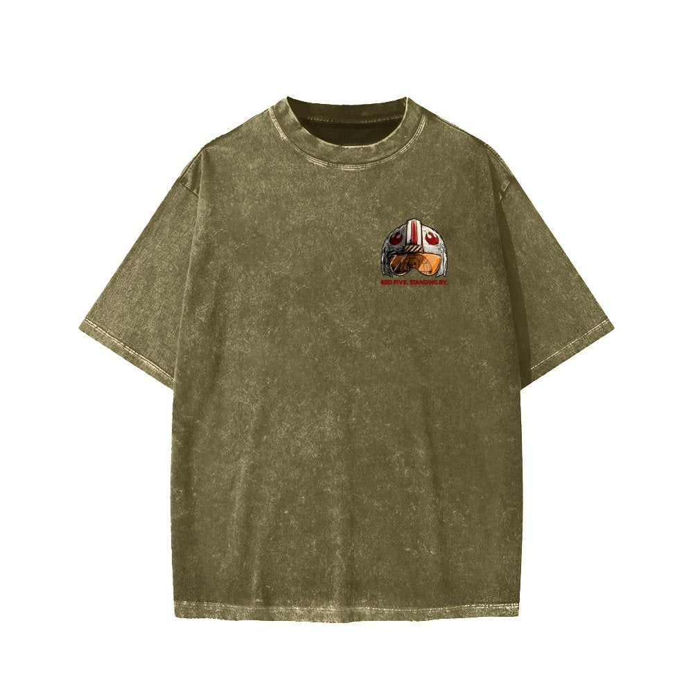 Standing By Front And Back Printing Washed T-shirt