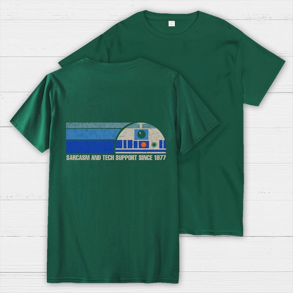 Providing Sarcasm and Tech Support Since 1977  Back Printing Geek T-Shirt
