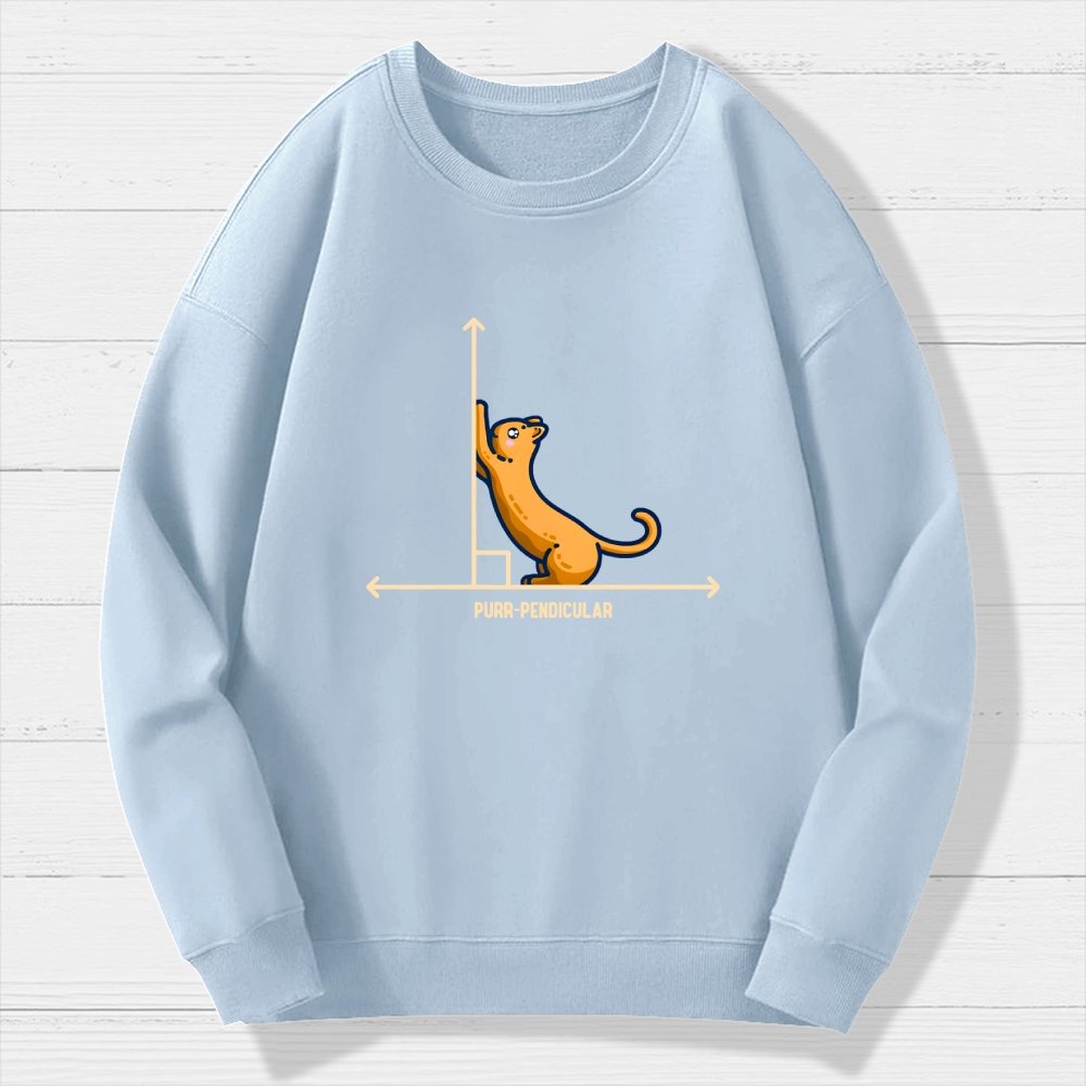 Purr-Pendicular Cute Maths Cat Premium Geek Cotton Sweatshirt