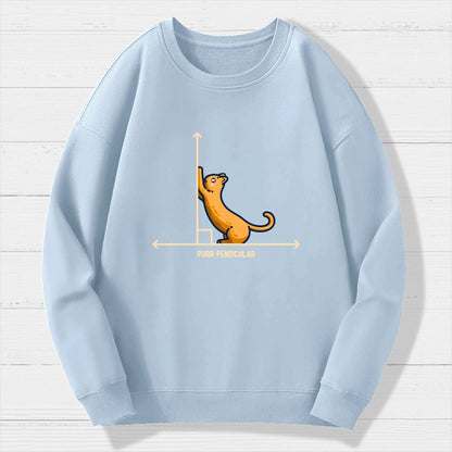 Purr-Pendicular Cute Maths Cat Premium Geek Cotton Sweatshirt