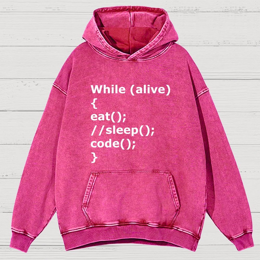 While Alive Eat No Sleep Code Vintage Distressed Hoodie