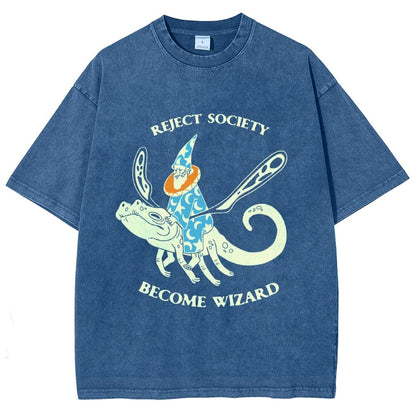 Reject-society become-wizard Vintage Distressed T-shirt